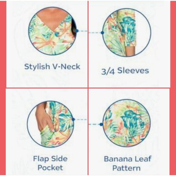 NWT Banana Boat UPF 50+ Women's V-Neck Printed Tank Dress UV Sun Protection Flor - Picture 8 of 11